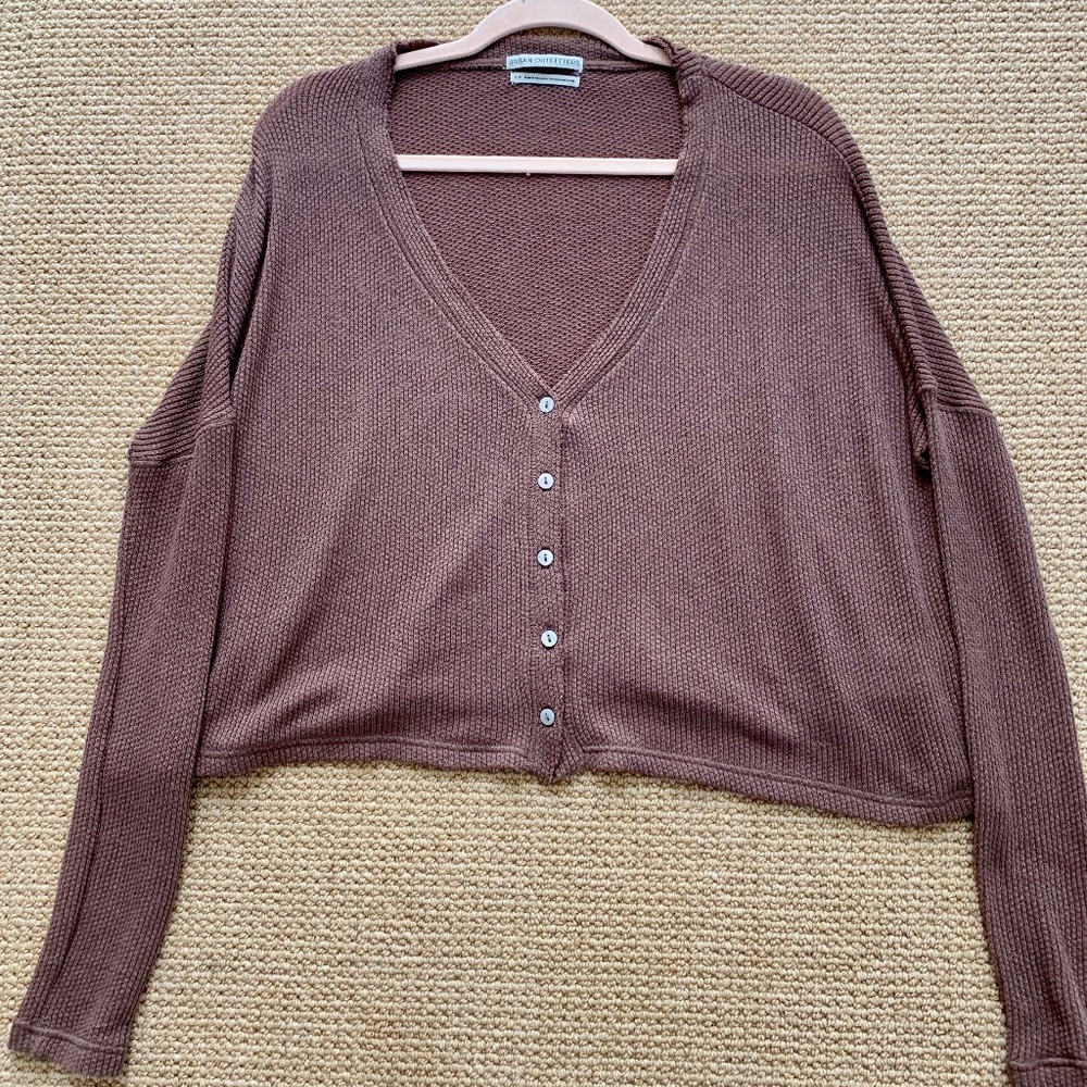urban outfitters brown button down cardigan
